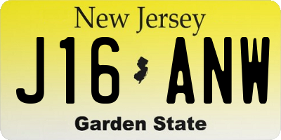 NJ license plate J16ANW