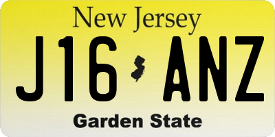 NJ license plate J16ANZ