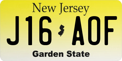 NJ license plate J16AOF