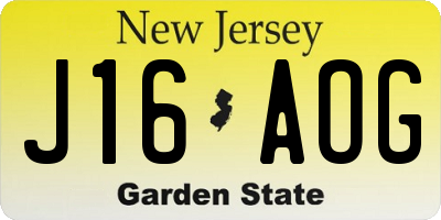NJ license plate J16AOG