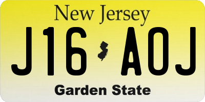 NJ license plate J16AOJ