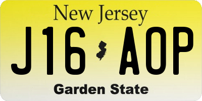 NJ license plate J16AOP
