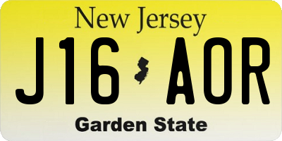NJ license plate J16AOR