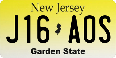 NJ license plate J16AOS