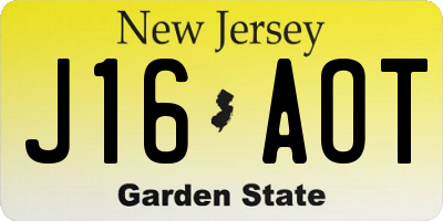NJ license plate J16AOT