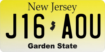 NJ license plate J16AOU