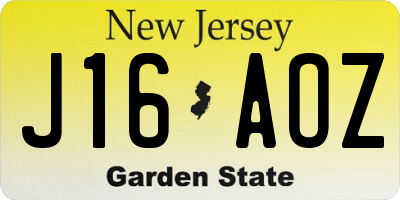 NJ license plate J16AOZ
