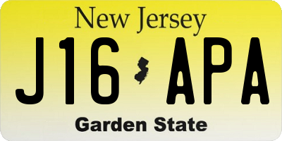 NJ license plate J16APA