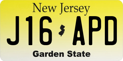 NJ license plate J16APD