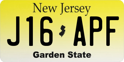 NJ license plate J16APF