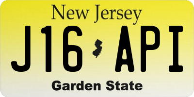 NJ license plate J16API