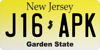 NJ license plate J16APK