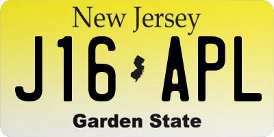 NJ license plate J16APL