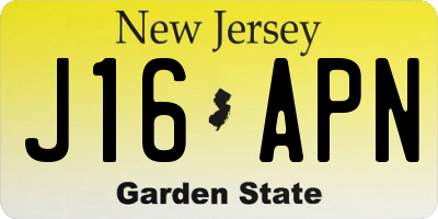 NJ license plate J16APN