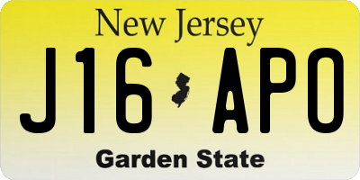 NJ license plate J16APO