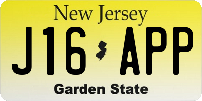 NJ license plate J16APP