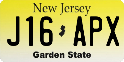 NJ license plate J16APX