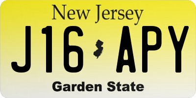 NJ license plate J16APY