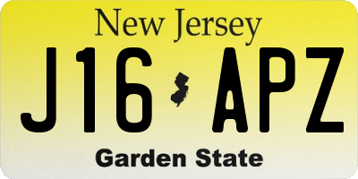NJ license plate J16APZ