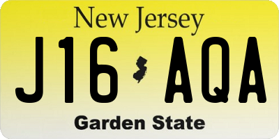 NJ license plate J16AQA