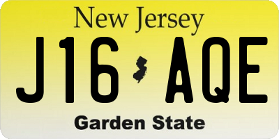 NJ license plate J16AQE