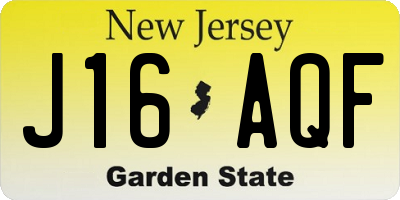 NJ license plate J16AQF