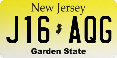 NJ license plate J16AQG
