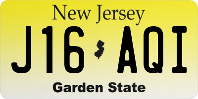NJ license plate J16AQI