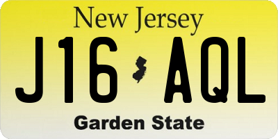 NJ license plate J16AQL