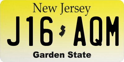 NJ license plate J16AQM