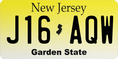 NJ license plate J16AQW