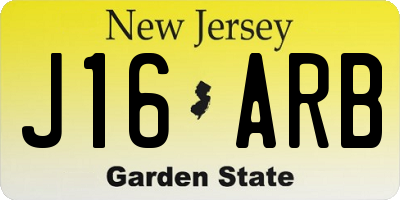 NJ license plate J16ARB