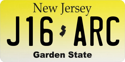NJ license plate J16ARC