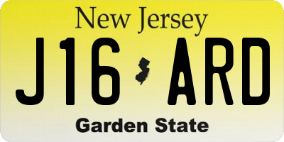 NJ license plate J16ARD