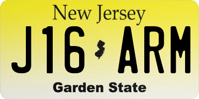 NJ license plate J16ARM