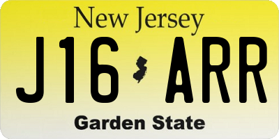 NJ license plate J16ARR