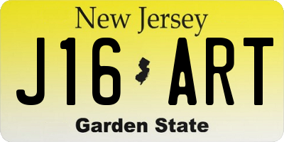 NJ license plate J16ART