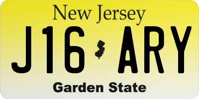 NJ license plate J16ARY