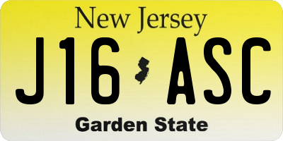 NJ license plate J16ASC