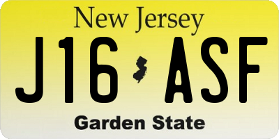NJ license plate J16ASF