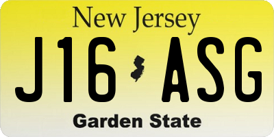 NJ license plate J16ASG