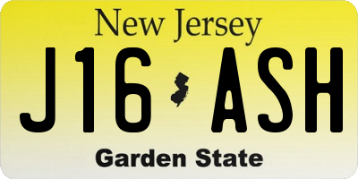 NJ license plate J16ASH