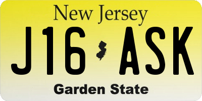 NJ license plate J16ASK