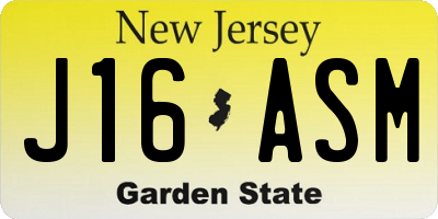 NJ license plate J16ASM