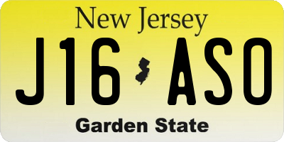 NJ license plate J16ASO