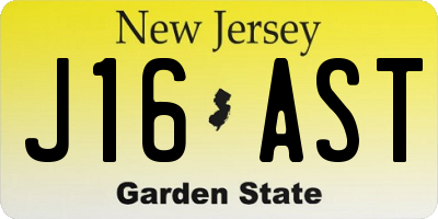 NJ license plate J16AST