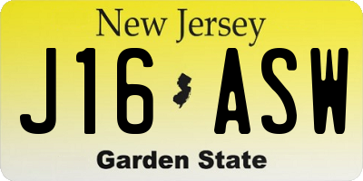 NJ license plate J16ASW