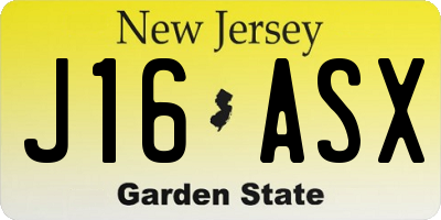 NJ license plate J16ASX