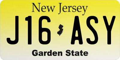 NJ license plate J16ASY