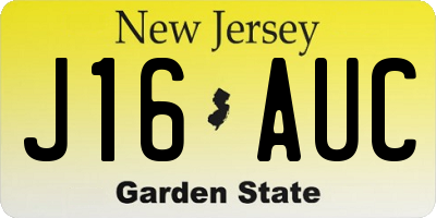 NJ license plate J16AUC